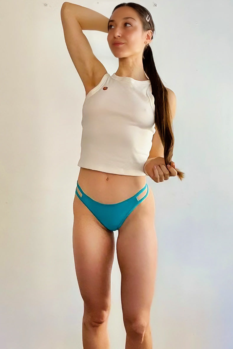 Double Strap Bikini Bottom - Blue