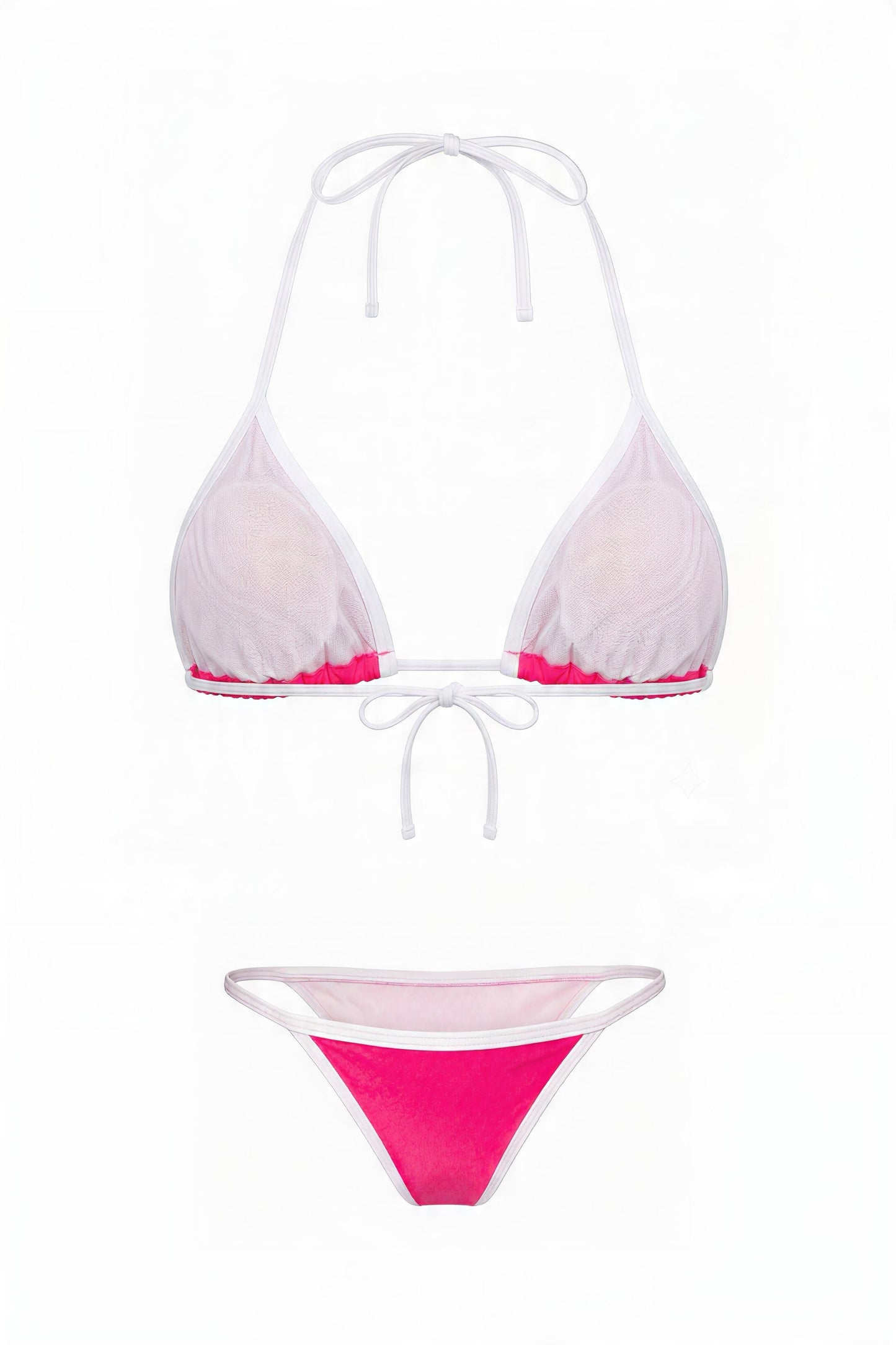 Back view of the magenta Sunset Beach Microkini set showing the fully lined triangle top and string bottom